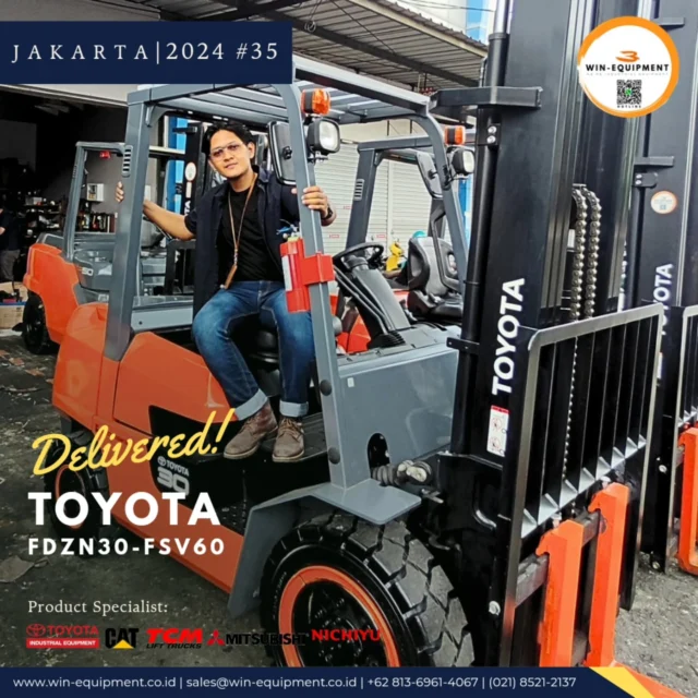 #jualforklift Forklift Diesel Toyota FDZN30-FSV60PT. Wijaya Industrial Equipment (Win Equipment) adalah perusahaan resmi pemasok alat-alat industri spesialisasi Unit (Forklift, Genset, Loader, Excavator, Traktor, Crane, dll.)Support Sparepart, Service & Rental. We Are Specialist | 0813.6961.4067 :1. Material Handling Equipment (Forklift, Genset, Reach Stacker, Hand Pallet & Pallet Mover) 2. Safety Equipment (Surat Ijin Operator | SIO, Surat Ijin Layak Operasi | SILO, Safety Shoes & Appar) 3. Industrial Support (Part & Service for Forklift, Tyre, and Traction Battery,  Attachment Forklift) There is a problem your forklift? Let us help youFor product purchase, use, used unit, repair, troubleshooting, overhaul and maintenance issues, you can contact us here.⛩️ Workshop & Showroom :Pusat Otomotif Sentra Harapan (POSH) Blok G-27 Sentra Bisnis, Harapan Indah, Kec. Medan Satria, Kota Bekasi, Jawa Barat 17132.https://maps.app.goo.gl/P2rZvyYkLxuQM7Gv6☎ Hotline :+6221 8925-2666 (Office) +62 813-6961-4067 (WhatsApp)https://bit.ly/2MVps99 (Respon Cepat) 🪐 Website :www.win-equipment.co.idOnline Customer ServiceWorking bDay 09:00 - 17:00One-stop solution of spare part, after-sales, service related problems, klik here 👉 https://bit.ly/2MVps99 Kenapa memilih Win-Equipmet? 1. Menerima Trade in Unit2. Ready Stock Unit3. Jaminan Harga Terbaik4. Support Mekanik Profesional5. Pembayaran menggunakan leasing (cicilan) -------------------------#sparepartforklift #mitsubishiforklift #forklift #toyotaforklift #mitsubishiforklift #nichiyuforklift #caterpillarforklift #heliforklift #hangchaforklift #komatsuforklift #forkliftindonesia #materialhandlingequipment #safetyshoes #jualforklift #reachstacker #jualforkliftindonesia #rentalforklift #serviceforklift #banforklift #forkshoe #batteryforklift #sparepartforklift safetyequipment #sioforklift #forklifttoyota #forkliftmitsubishi forklifttcm #forkliftcaterpillar #forkliftattachment #toyotaforkliftindonesia #mitsubishiforkliftindonesia #distributorforklift #gsyuasabattery