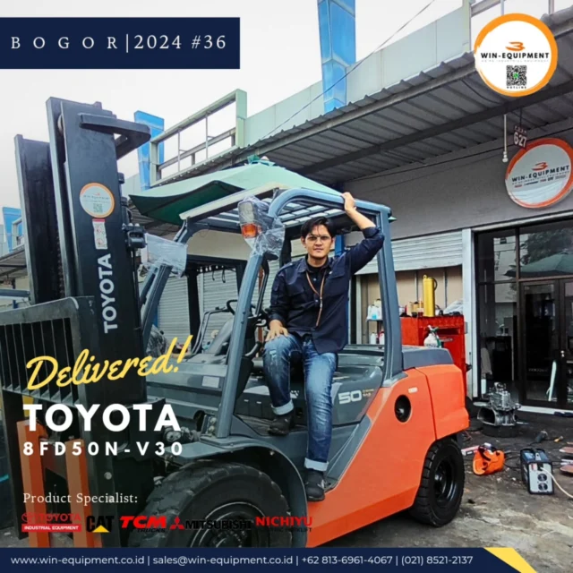 #jualforklift Forklift Diesel Toyota 8FD50N-V30PT. Wijaya Industrial Equipment (Win Equipment) adalah perusahaan resmi pemasok alat-alat industri spesialisasi Unit (Forklift, Genset, Loader, Excavator, Traktor, Crane, dll.)Support Sparepart, Service & Rental. We Are Specialist | 0813.6961.4067 :1. Material Handling Equipment (Forklift, Genset, Reach Stacker, Hand Pallet & Pallet Mover) 2. Safety Equipment (Surat Ijin Operator | SIO, Surat Ijin Layak Operasi | SILO, Safety Shoes & Appar) 3. Industrial Support (Part & Service for Forklift, Tyre, and Traction Battery,  Attachment Forklift) There is a problem your forklift? Let us help youFor product purchase, use, used unit, repair, troubleshooting, overhaul and maintenance issues, you can contact us here.⛩️ Workshop & Showroom :Pusat Otomotif Sentra Harapan (POSH) Blok G-27 Sentra Bisnis, Harapan Indah, Kec. Medan Satria, Kota Bekasi, Jawa Barat 17132.https://maps.app.goo.gl/P2rZvyYkLxuQM7Gv6☎ Hotline :+6221 8925-2666 (Office) +62 813-6961-4067 (WhatsApp)https://bit.ly/2MVps99 (Respon Cepat) 🪐 Website :www.win-equipment.co.idOnline Customer ServiceWorking bDay 09:00 - 17:00One-stop solution of spare part, after-sales, service related problems, klik here 👉 https://bit.ly/2MVps99 Kenapa memilih Win-Equipmet? 1. Menerima Trade in Unit2. Ready Stock Unit3. Jaminan Harga Terbaik4. Support Mekanik Profesional5. Pembayaran menggunakan leasing (cicilan) -------------------------#sparepartforklift #mitsubishiforklift #forklift #toyotaforklift #mitsubishiforklift #nichiyuforklift #caterpillarforklift #heliforklift #hangchaforklift #komatsuforklift #forkliftindonesia #materialhandlingequipment #safetyshoes #jualforklift #reachstacker #jualforkliftindonesia #rentalforklift #serviceforklift #banforklift #forkshoe #batteryforklift #sparepartforklift safetyequipment #sioforklift #forklifttoyota #forkliftmitsubishi forklifttcm #forkliftcaterpillar #forkliftattachment #toyotaforkliftindonesia #mitsubishiforkliftindonesia #distributorforklift #gsyuasabattery