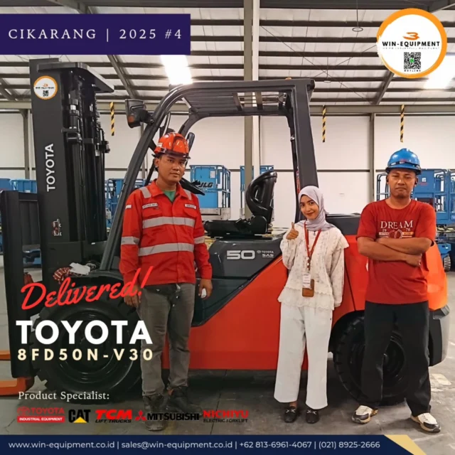 #jualforklift Forklift Diesel Toyota 8FD50N-V30PT. Wijaya Industrial Equipment (Win Equipment) adalah perusahaan resmi pemasok alat-alat industri spesialisasi Unit (Forklift, Genset, Loader, Excavator, Traktor, Crane, dll.)Support Sparepart, Service & Rental. We Are Specialist | 0813.6961.4067 :1. Material Handling Equipment (Forklift, Genset, Reach Stacker, Hand Pallet & Pallet Mover) 2. Safety Equipment (Surat Ijin Operator | SIO, Surat Ijin Layak Operasi | SILO, Safety Shoes & Appar) 3. Industrial Support (Part & Service for Forklift, Tyre, and Traction Battery,  Attachment Forklift) There is a problem your forklift? Let us help youFor product purchase, use, used unit, repair, troubleshooting, overhaul and maintenance issues, you can contact us here.⛩️ Workshop & Showroom :Pusat Otomotif Sentra Harapan (POSH) Blok G-27 Sentra Bisnis, Harapan Indah, Kec. Medan Satria, Kota Bekasi, Jawa Barat 17132.https://maps.app.goo.gl/P2rZvyYkLxuQM7Gv6☎ Hotline :+6221 8925-2666 (Office) +62 813-6961-4067 (WhatsApp)https://bit.ly/2MVps99 (Respon Cepat) 🪐 Website :www.win-equipment.co.idOnline Customer ServiceWorking bDay 09:00 - 17:00One-stop solution of spare part, after-sales, service related problems, klik here 👉 https://bit.ly/2MVps99 Kenapa memilih Win-Equipmet? 1. Menerima Trade in Unit2. Ready Stock Unit3. Jaminan Harga Terbaik4. Support Mekanik Profesional5. Pembayaran menggunakan leasing (cicilan) -------------------------#sparepartforklift #mitsubishiforklift #forklift #toyotaforklift #mitsubishiforklift #nichiyuforklift #caterpillarforklift #heliforklift #hangchaforklift #komatsuforklift #forkliftindonesia #materialhandlingequipment #safetyshoes #jualforklift #reachstacker #jualforkliftindonesia #rentalforklift #serviceforklift #banforklift #forkshoe #batteryforklift #sparepartforklift safetyequipment #sioforklift #forklifttoyota #forkliftmitsubishi forklifttcm #forkliftcaterpillar #forkliftattachment #toyotaforkliftindonesia #mitsubishiforkliftindonesia #distributorforklift #gsyuasabattery