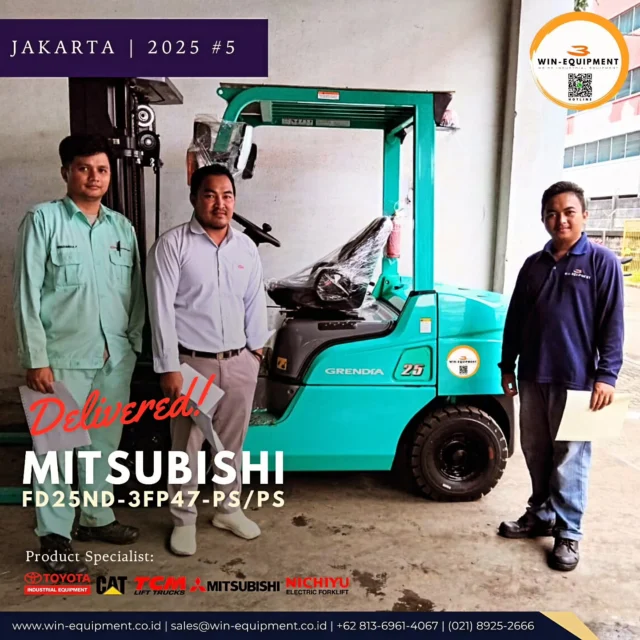 #jualforklift Forklift Diesel Mitsubishi Grendia FD25ND-3FP47-PS/PSPT. Wijaya Industrial Equipment (Win Equipment) adalah perusahaan resmi pemasok alat-alat industri spesialisasi Unit (Forklift, Genset, Loader, Excavator, Traktor, Crane, dll.)Support Sparepart, Service & Rental. We Are Specialist | 0813.6961.4067 :1. Material Handling Equipment (Forklift, Genset, Reach Stacker, Hand Pallet & Pallet Mover) 2. Safety Equipment (Surat Ijin Operator | SIO, Surat Ijin Layak Operasi | SILO, Safety Shoes & Appar) 3. Industrial Support (Part & Service for Forklift, Tyre, and Traction Battery,  Attachment Forklift) There is a problem your forklift? Let us help youFor product purchase, use, used unit, repair, troubleshooting, overhaul and maintenance issues, you can contact us here.⛩️ Workshop & Showroom :Pusat Otomotif Sentra Harapan (POSH) Blok G-27 Sentra Bisnis, Harapan Indah, Kec. Medan Satria, Kota Bekasi, Jawa Barat 17132.https://maps.app.goo.gl/P2rZvyYkLxuQM7Gv6☎ Hotline :+6221 8925-2666 (Office) +62 813-6961-4067 (WhatsApp)https://bit.ly/2MVps99 (Respon Cepat) 🪐 Website :www.win-equipment.co.idOnline Customer ServiceWorking bDay 09:00 - 17:00One-stop solution of spare part, after-sales, service related problems, klik here 👉 https://bit.ly/2MVps99 Kenapa memilih Win-Equipmet? 1. Menerima Trade in Unit2. Ready Stock Unit3. Jaminan Harga Terbaik4. Support Mekanik Profesional5. Pembayaran menggunakan leasing (cicilan) -------------------------#sparepartforklift #mitsubishiforklift #forklift #toyotaforklift #mitsubishiforklift #nichiyuforklift #caterpillarforklift #heliforklift #hangchaforklift #komatsuforklift #forkliftindonesia #materialhandlingequipment #safetyshoes #jualforklift #reachstacker #jualforkliftindonesia #rentalforklift #serviceforklift #banforklift #forkshoe #batteryforklift #sparepartforklift safetyequipment #sioforklift #forklifttoyota #forkliftmitsubishi forklifttcm #forkliftcaterpillar #forkliftattachment #toyotaforkliftindonesia #mitsubishiforkliftindonesia #distributorforklift #gsyuasabattery