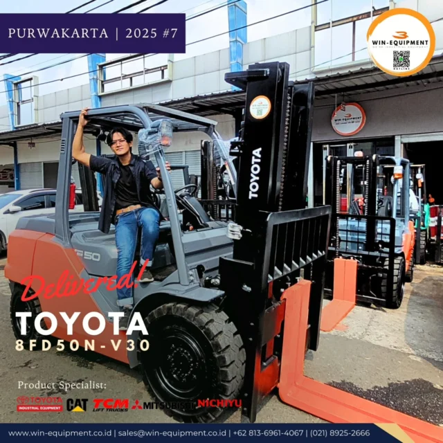 #jualforklift Forklift Diesel Toyota 8FD50N-V30PT. Wijaya Industrial Equipment (Win Equipment) adalah perusahaan resmi pemasok alat-alat industri spesialisasi Unit (Forklift, Genset, Loader, Excavator, Traktor, Crane, dll.)Support Sparepart, Service & Rental. We Are Specialist | 0813.6961.4067 :1. Material Handling Equipment (Forklift, Genset, Reach Stacker, Hand Pallet & Pallet Mover) 2. Safety Equipment (Surat Ijin Operator | SIO, Surat Ijin Layak Operasi | SILO, Safety Shoes & Appar) 3. Industrial Support (Part & Service for Forklift, Tyre, and Traction Battery,  Attachment Forklift) There is a problem your forklift? Let us help youFor product purchase, use, used unit, repair, troubleshooting, overhaul and maintenance issues, you can contact us here.⛩️ Workshop & Showroom :Pusat Otomotif Sentra Harapan (POSH) Blok G-27 Sentra Bisnis, Harapan Indah, Kec. Medan Satria, Kota Bekasi, Jawa Barat 17132.https://maps.app.goo.gl/P2rZvyYkLxuQM7Gv6☎ Hotline :+6221 8925-2666 (Office) +62 813-6961-4067 (WhatsApp)https://bit.ly/2MVps99 (Respon Cepat) 🪐 Website :www.win-equipment.co.idOnline Customer ServiceWorking bDay 09:00 - 17:00One-stop solution of spare part, after-sales, service related problems, klik here 👉 https://bit.ly/2MVps99 Kenapa memilih Win-Equipmet? 1. Menerima Trade in Unit2. Ready Stock Unit3. Jaminan Harga Terbaik4. Support Mekanik Profesional5. Pembayaran menggunakan leasing (cicilan) -------------------------#sparepartforklift #mitsubishiforklift #forklift #toyotaforklift #mitsubishiforklift #nichiyuforklift #caterpillarforklift #heliforklift #hangchaforklift #komatsuforklift #forkliftindonesia #materialhandlingequipment #safetyshoes #jualforklift #reachstacker #jualforkliftindonesia #rentalforklift #serviceforklift #banforklift #forkshoe #batteryforklift #sparepartforklift safetyequipment #sioforklift #forklifttoyota #forkliftmitsubishi forklifttcm #forkliftcaterpillar #forkliftattachment #toyotaforkliftindonesia #mitsubishiforkliftindonesia #distributorforklift #gsyuasabattery