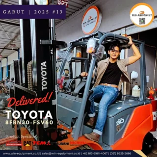 #jualforklift Forklift Electric Toyota 8FBN30-FSV60PT. Wijaya Industrial Equipment (Win Equipment) adalah perusahaan resmi pemasok alat-alat industri spesialisasi Unit (Forklift, Genset, Loader, Excavator, Traktor, Crane, dll.)Support Sparepart, Service & Rental. We Are Specialist | 0813.6961.4067 :1. Material Handling Equipment (Forklift, Genset, Reach Stacker, Hand Pallet & Pallet Mover) 2. Safety Equipment (Surat Ijin Operator | SIO, Surat Ijin Layak Operasi | SILO, Safety Shoes & Appar) 3. Industrial Support (Part & Service for Forklift, Tyre, and Traction Battery,  Attachment Forklift) There is a problem your forklift? Let us help youFor product purchase, use, used unit, repair, troubleshooting, overhaul and maintenance issues, you can contact us here.⛩️ Workshop & Showroom :Pusat Otomotif Sentra Harapan (POSH) Blok G-27 Sentra Bisnis, Harapan Indah, Kec. Medan Satria, Kota Bekasi, Jawa Barat 17132.https://maps.app.goo.gl/P2rZvyYkLxuQM7Gv6☎ Hotline :+6221 8925-2666 (Office) +62 813-6961-4067 (WhatsApp)https://bit.ly/2MVps99 (Respon Cepat) 🪐 Website :www.win-equipment.co.idOnline Customer ServiceWorking bDay 09:00 - 17:00One-stop solution of spare part, after-sales, service related problems, klik here 👉 https://bit.ly/2MVps99 Kenapa memilih Win-Equipmet? 1. Menerima Trade in Unit2. Ready Stock Unit3. Jaminan Harga Terbaik4. Support Mekanik Profesional5. Pembayaran menggunakan leasing (cicilan) -------------------------#sparepartforklift #mitsubishiforklift #forklift #toyotaforklift #mitsubishiforklift #nichiyuforklift #caterpillarforklift #heliforklift #hangchaforklift #komatsuforklift #forkliftindonesia #materialhandlingequipment #safetyshoes #jualforklift #reachstacker #jualforkliftindonesia #rentalforklift #serviceforklift #banforklift #forkshoe #batteryforklift #sparepartforklift safetyequipment #sioforklift #forklifttoyota #forkliftmitsubishi forklifttcm #forkliftcaterpillar #forkliftattachment #toyotaforkliftindonesia #mitsubishiforkliftindonesia #distributorforklift #gsyuasabattery